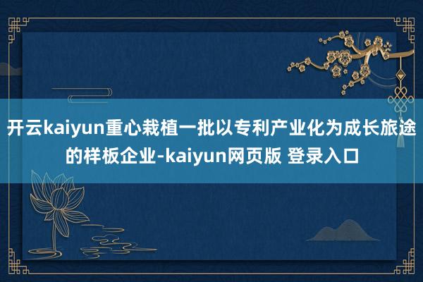开云kaiyun重心栽植一批以专利产业化为成长旅途的样板企业-kaiyun网页版 登录入口